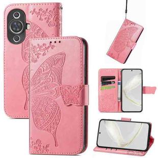 For Huawei Nova 11 Pro Butterfly Love Flower Embossed Leather Phone Case(Pink)