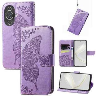 For Huawei Nova 11 Butterfly Love Flower Embossed Leather Phone Case(Light Purple)