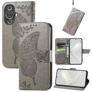 For Huawei Nova 11 Butterfly Love Flower Embossed Leather Phone Case(Gray)