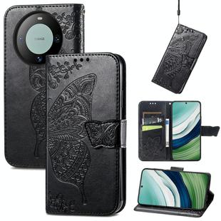 For Huawei  Mate 60 Butterfly Love Flower Embossed Leather Phone Case(Black)