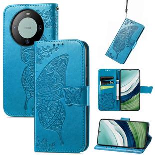 For Huawei  Mate 60 Butterfly Love Flower Embossed Leather Phone Case(Blue)