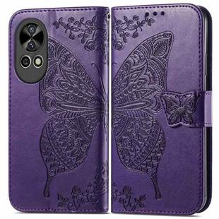 For Huawei Nova 12 Butterfly Love Flower Embossed Leather Phone Case(Dark Purple)