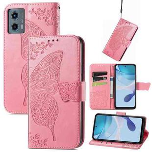 For Motorola Moto G 5G 2023 Butterfly Love Flower Embossed Leather Phone Case(Pink)