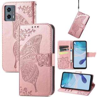 For Motorola Moto G 5G 2023 Butterfly Love Flower Embossed Leather Phone Case(Rose Gold)
