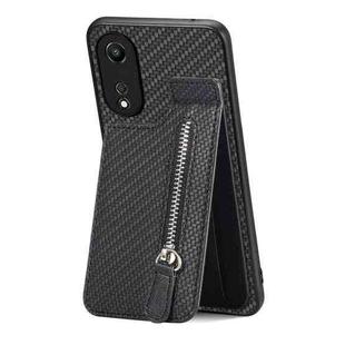 For OPPO A58 5G Carbon Fiber Vertical Flip Zipper Phone Case(Black)