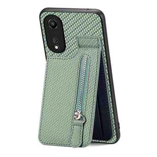 For OPPO A58 5G Carbon Fiber Vertical Flip Zipper Phone Case(Green)