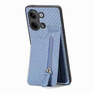 For OPPO Reno9 Carbon Fiber Vertical Flip Zipper Phone Case(Blue)