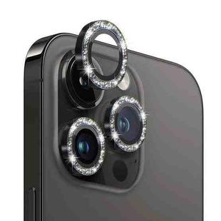 For iPhone 14 Pro / 14 Pro Max NORTHJO Camera Lens Tempered Glass Bling Glitter Metal Ring Film(Black)