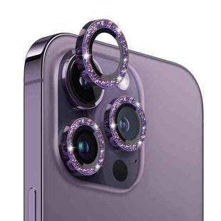 For iPhone 14 Pro / 14 Pro Max NORTHJO Camera Lens Tempered Glass Bling Glitter Metal Ring Film(Purple)