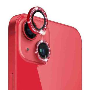 For iPhone 14 / 14 Plus NORTHJO Camera Lens Protector Tempered Glass Bling Glitter Metal Ring Film(Red)