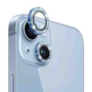 For iPhone 14 / 14 Plus NORTHJO Camera Lens Protector Tempered Glass Bling Glitter Metal Ring Film(Sierra Blue)