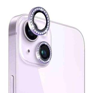 For iPhone 14 / 14 Plus NORTHJO Camera Lens Protector Tempered Glass Metal Rhinestone Ring Film(Purple)