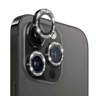 For iPhone 13 Pro / 13 Pro Max NORTHJO Camera Lens Protector Tempered Glass Bling Glitter Metal Ring Film(Black)