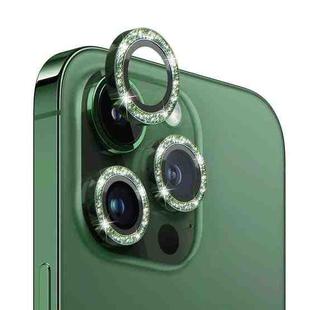 For iPhone 13 Pro / 13 Pro Max NORTHJO Camera Lens Protector Tempered Glass Bling Glitter Metal Ring Film(Green)