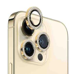 For iPhone 13 Pro / 13 Pro Max NORTHJO Camera Lens Protector Tempered Glass Metal Rhinestone Ring Film(Gold)