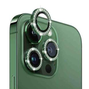 For iPhone 13 Pro / 13 Pro Max NORTHJO Camera Lens Protector Tempered Glass Metal Rhinestone Ring Film(Green)