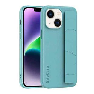 For iPhone 14 Skin Elastic Wrist Grip Back Cover Phone Case(Blue)