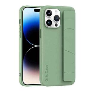 For iPhone 14 Pro Skin Elastic Wrist Grip Back Cover Phone Case(Light Green)