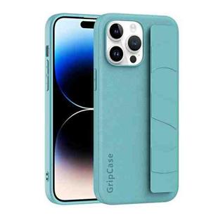For iPhone 14 Pro Skin Elastic Wrist Grip Back Cover Phone Case(Blue)