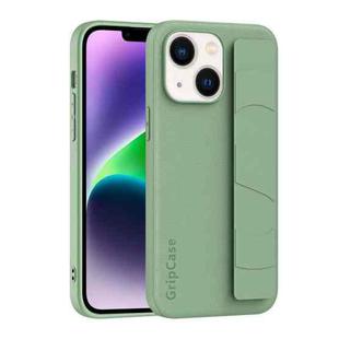 For iPhone 14 Plus Skin Elastic Wrist Grip Back Cover Phone Case(Light Green)