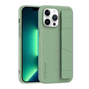 For iPhone 13 Pro Max Skin Elastic Wrist Grip Back Cover Phone Case(Light Green)