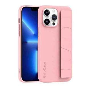 For iPhone 13 Pro Skin Elastic Wrist Grip Back Cover Phone Case(Pink)
