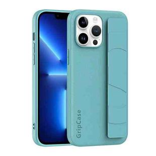 For iPhone 13 Pro Skin Elastic Wrist Grip Back Cover Phone Case(Blue)