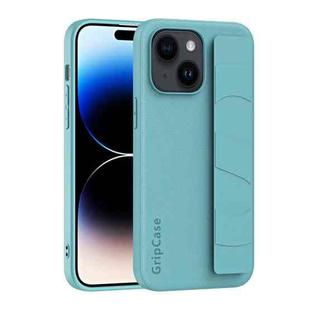 For iPhone 15 Pro Skin Elastic Wrist Grip Back Cover Phone Case(Blue)