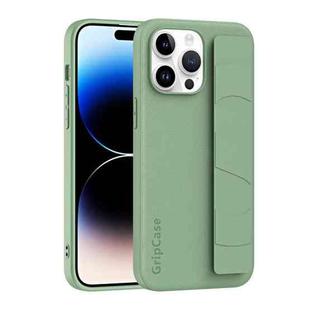 For iPhone 15 Pro Max Skin Elastic Wrist Grip Back Cover Phone Case(Light Green)