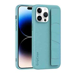For iPhone 15 Pro Max Skin Elastic Wrist Grip Back Cover Phone Case(Blue)