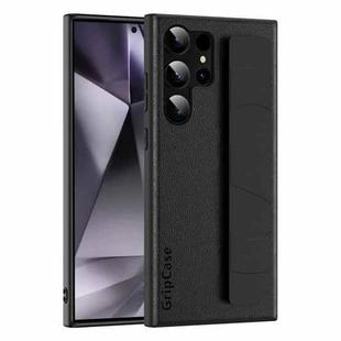 For Samsung Galaxy S25 Ultra 5G Skin Elastic Wrist Grip Back Cover Phone Case(Black)