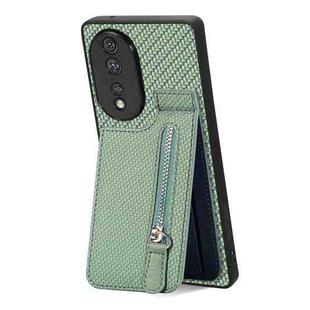 For Honor 80 Carbon Fiber Vertical Flip Zipper Phone Case(Green)