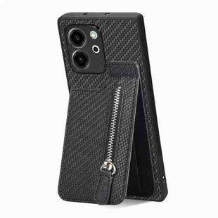 For Honor 80 SE Carbon Fiber Vertical Flip Zipper Phone Case(Black)