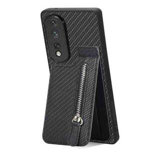 For Honor 80 Pro Carbon Fiber Vertical Flip Zipper Phone Case(Black)