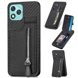 For Honor 400 Lite Global Carbon Fiber Vertical Flip Zipper Phone Case(Black)