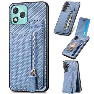 For Honor 400 Lite Global Carbon Fiber Vertical Flip Zipper Phone Case(Blue)