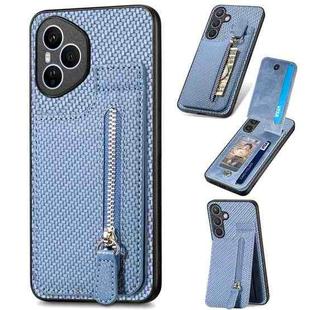For Honor 400 Global Carbon Fiber Vertical Flip Zipper Phone Case(Blue)