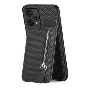 For OnePlus Nord CE 2 Lite Carbon Fiber Vertical Flip Zipper Phone Case(Black)