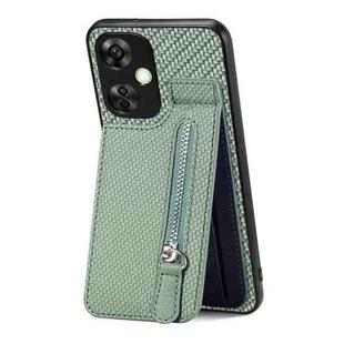 For Oneplus Nord CE 3 Lite Carbon Fiber Vertical Flip Zipper Phone Case(Green)