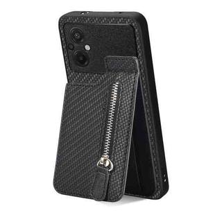 For Xiaomi POCO M5 4G Carbon Fiber Vertical Flip Zipper Phone Case(Black)