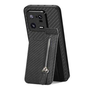 For Xiaomi 13 Pro Carbon Fiber Vertical Flip Zipper Phone Case(Black)