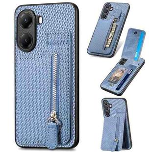 For Xiaomi Poco X7 Pro Carbon Fiber Vertical Flip Zipper Phone Case(Blue)