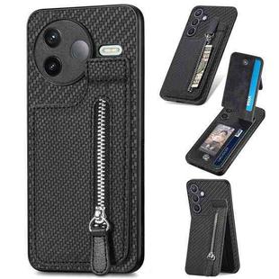 For Redmi K80 / Poco F7 Pro Carbon Fiber Vertical Flip Zipper Phone Case(Black)