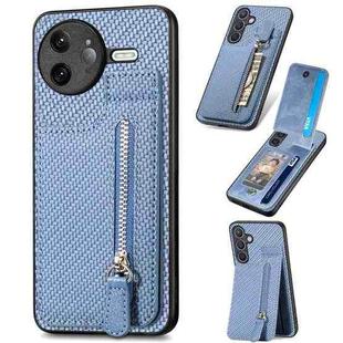 For Redmi K80 Pro / Poco F7 Ultra Carbon Fiber Vertical Flip Zipper Phone Case(Blue)