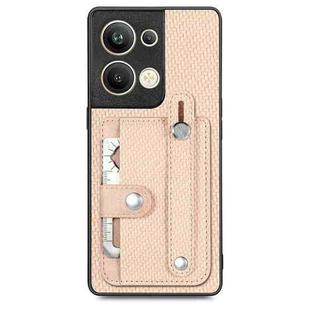 For OPPO Reno9 Pro+ Wristband Kickstand Card Wallet Back Cover Phone Case with Tool Knife(Khaki)