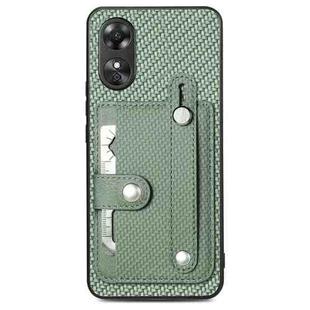 For OPPO A17 Wristband Kickstand Card Wallet Back Cover Phone Case with Tool Knife(Green)