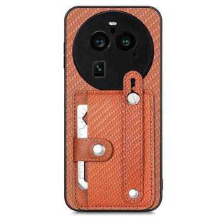 For OPPO Find X6 Pro Wristband Kickstand Card Wallet Back Cover Phone Case with Tool Knife(Brown)