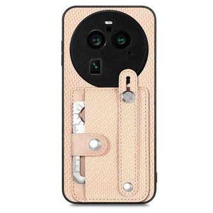 For OPPO Find X6 Pro Wristband Kickstand Card Wallet Back Cover Phone Case with Tool Knife(Khaki)