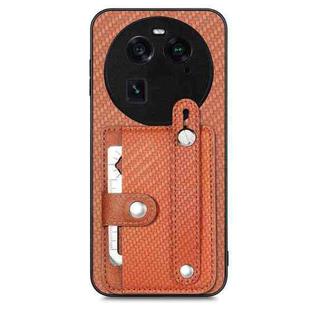 For OPPO Find X6 Wristband Kickstand Card Wallet Back Cover Phone Case with Tool Knife(Brown)