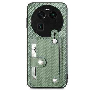 For OPPO Find X6 Wristband Kickstand Card Wallet Back Cover Phone Case with Tool Knife(Green)